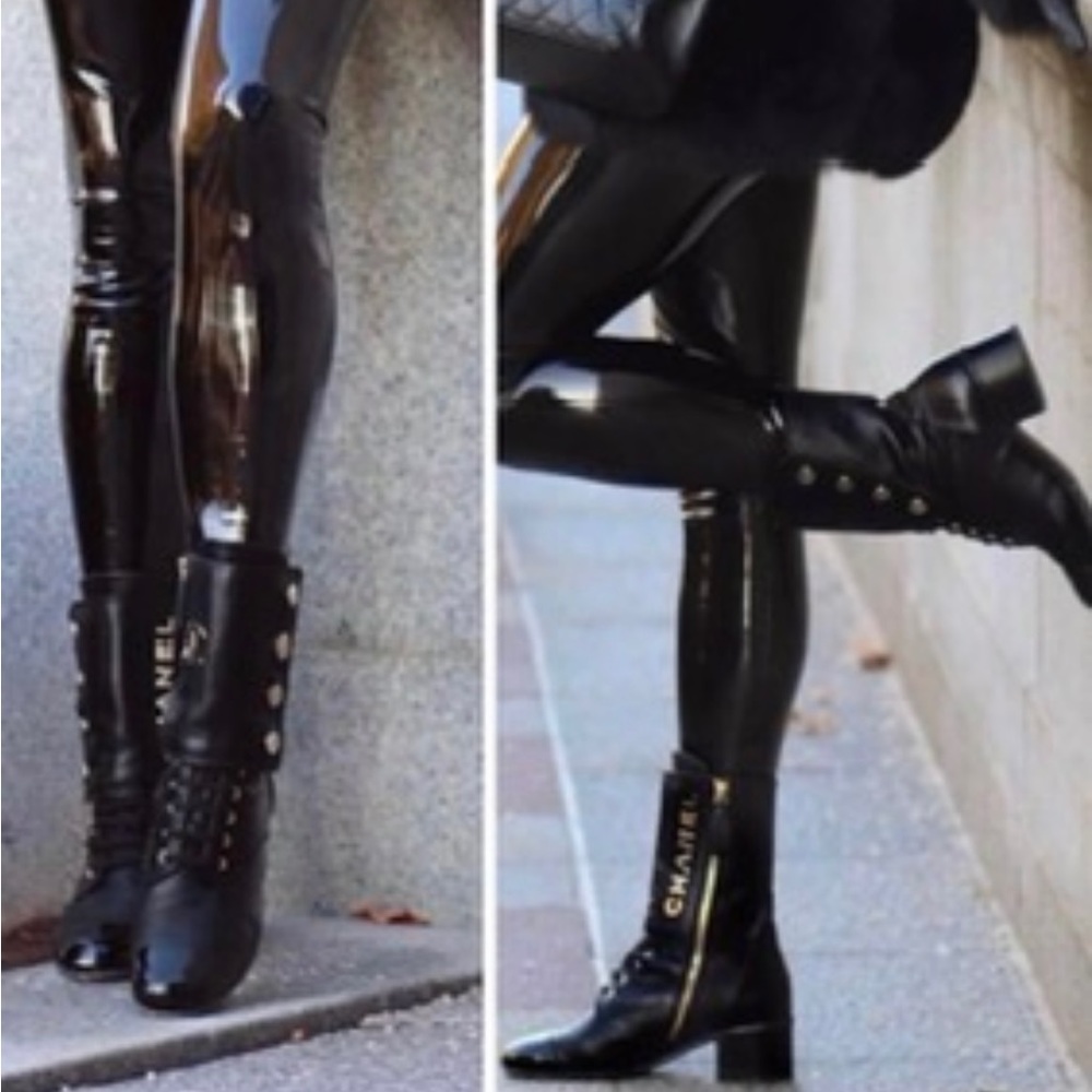 Authentic Chanel cap toe boots